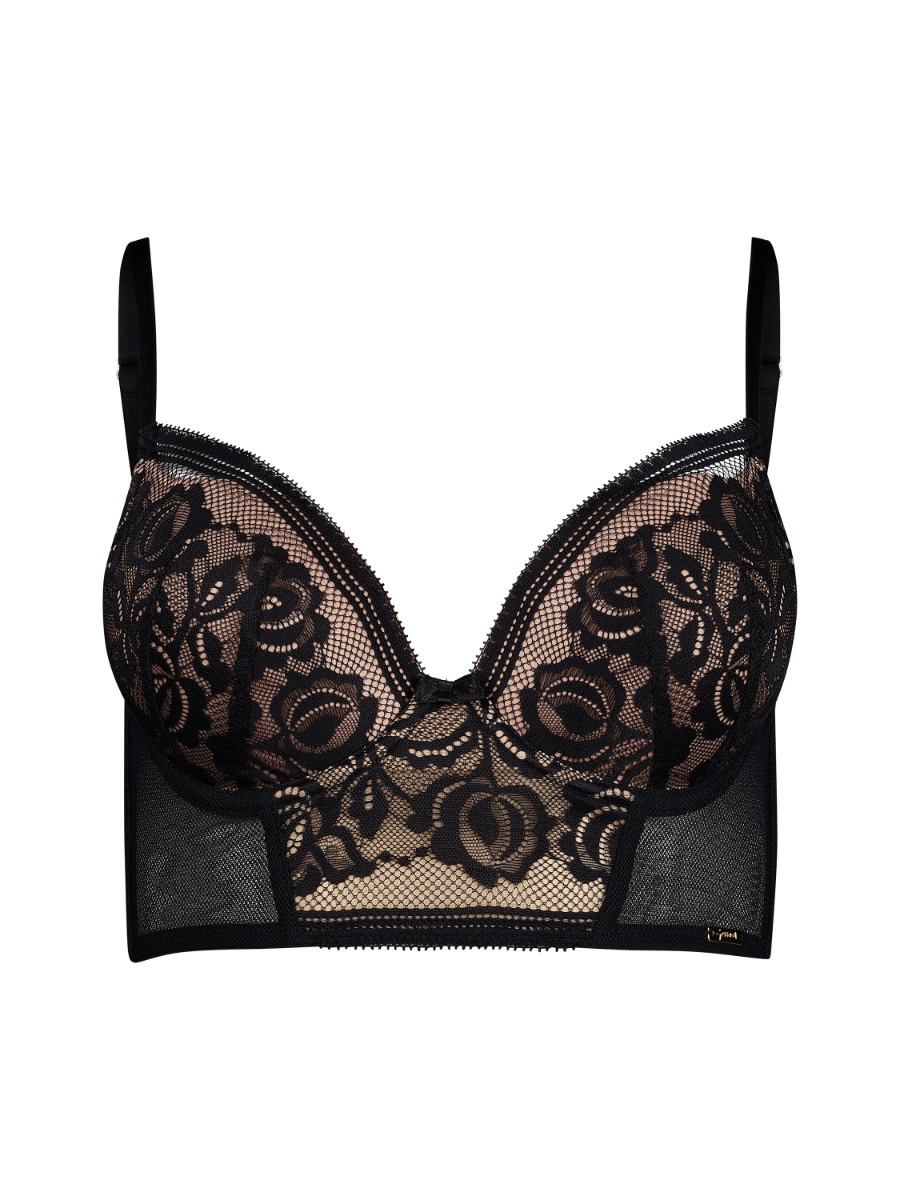 Encore Padded Longline Bra Black Nude Lingerie Gossard