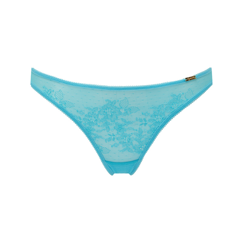 Glossies Lace Thong Turquoise Lingerie Briefs Gossard