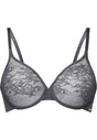 Front cutout view of Gossard charcoal microfibre Sheer Bra