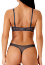 General view of a women model wearing Gossard charcoal microfibre Sheer Bra