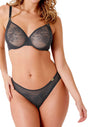 General view of a women model wearing Gossard charcoal microfibre Sheer Bra
