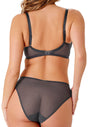 General view of a women model wearing Gossard charcoal microfibre Sheer Bra