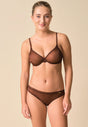 Full-body view of a women model wearing Gossard rich brown  Brief