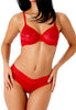 Full-body view of a women model wearing Gossard salsa red  Short