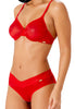 General view of a women model wearing Gossard salsa red  Short