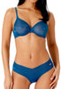 Full-body view of a women model wearing Gossard teal  Short