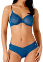 Full-body view of a women model wearing Gossard teal  Short