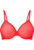 Front cutout view of Gossard salsa red microfibre Sheer Bra