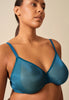 Front view of a women model wearing Gossard teal microfibre Sheer Bra