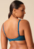 Back view of a women model wearing Gossard teal microfibre Sheer Bra