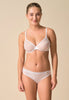 Full-body view of a women model wearing Gossard white  Sheer Bra