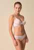General view of a women model wearing Gossard white  Sheer Bra