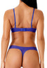 General view of a women model wearing Gossard spectrum blue  Thong