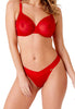 Full-body view of a women model wearing Gossard salsa red  Thong