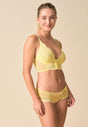 General view of a women model wearing Gossard lemon microfibre Deep V Bralet