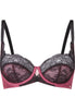 Front cutout view of Gossard burgundy/black  Non Padded Balconette Bra