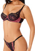 General view of a women model wearing Gossard burgundy/black  Thong