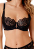 Front view of a women model wearing Gossard black  Uplifting Balconette Bra