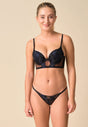 Full-body view of a women model wearing Gossard black  Padded Longline Bra