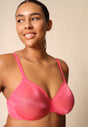General view of a women model wearing Gossard paradise pink microfibre Sheer Bra