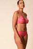 General view of a women model wearing Gossard paradise pink microfibre Sheer Bra