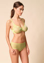 General view of a women model wearing Gossard sunny lime microfibre Sheer Bra