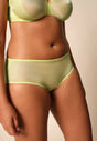 Front view of a women model wearing Gossard sunny lime microfibre Short
