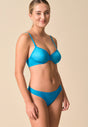 General view of a women model wearing Gossard atomic blue microfibre Thong