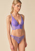 General view of a women model wearing Gossard purple hebe microfibre Thong