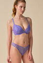 General view of a women model wearing Gossard purple hebe microfibre Thong