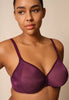 General view of a women model wearing Gossard grape wine microfibre Sheer Bra