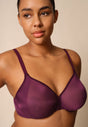 General view of a women model wearing Gossard grape wine microfibre Sheer Bra