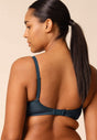 Back view of a women model wearing Gossard shadow blue microfibre Sheer Bra