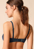 General view of a women model wearing Gossard shadow blue microfibre Sheer Bra