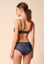 General view of a women model wearing Gossard shadow blue microfibre Sheer Bra