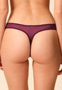 Back view of a women model wearing Gossard grape wine microfibre Thong