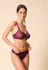General view of a women model wearing Gossard grape wine microfibre Thong