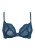 Front cutout view of Gossard deep teal microfibre Non Padded Plunge Bra