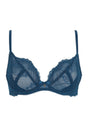 Front cutout view of Gossard deep teal microfibre Non Padded Plunge Bra