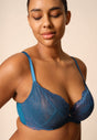 Front view of a women model wearing Gossard deep teal microfibre Non Padded Plunge Bra