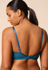 Back view of a women model wearing Gossard deep teal microfibre Non Padded Plunge Bra