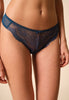 Front view of a women model wearing Gossard deep teal microfibre Thong