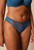 General view of a women model wearing Gossard deep teal microfibre Thong