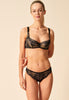 Full-body view of a women model wearing Gossard black  Brazilian
