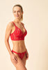 General view of a women model wearing Gossard red  Brazilian