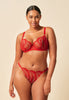 General view of a women model wearing Gossard red  Brazilian