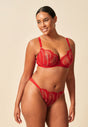 General view of a women model wearing Gossard red  Brazilian