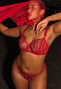 General view of a women model wearing Gossard red  Brazilian