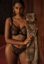 General view of a women model wearing Gossard black microfibre Full Cup Non Padded Bra