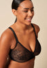 Front view of a women model wearing Gossard black microfibre Bralet